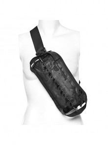 Personalized Black Nylon Large And Small Spiked Rivets Punk Style One Shoulder Brushed Backpack
