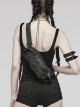 Personalized Black Nylon Large And Small Spiked Rivets Punk Style One Shoulder Brushed Backpack