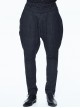 Small Jacquard Pattern Ribbons Snap Fastener Black Oversize Gothic Pants