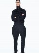 Small Jacquard Pattern Ribbons Snap Fastener Black Oversize Gothic Pants