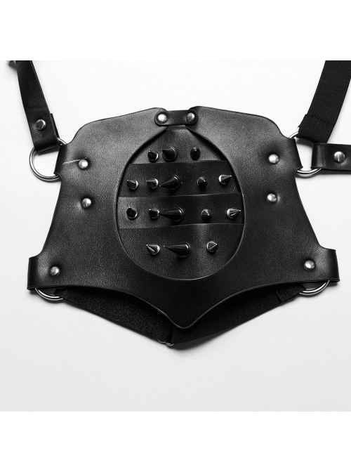 Personalized Spiked Rivets Black Microfiber Leather Adjustable Integrated Punk Style Strap