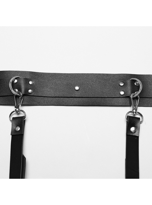 Personalized Spiked Rivets Black Microfiber Leather Adjustable Integrated Punk Style Strap