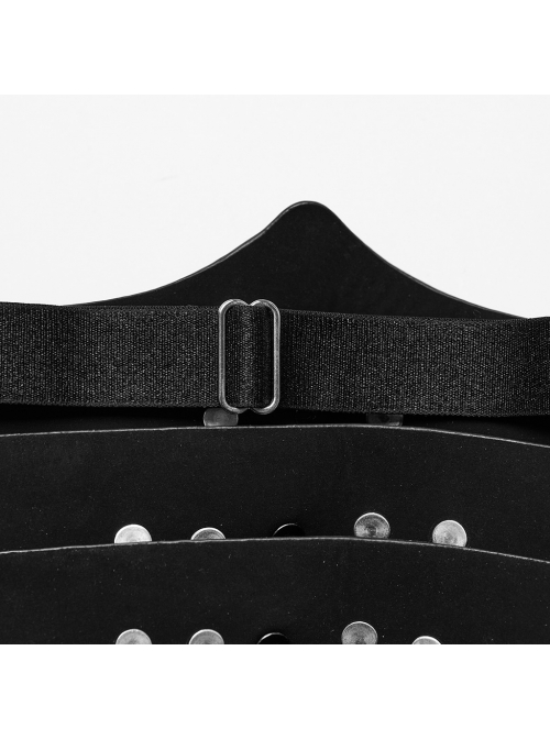Personalized Spiked Rivets Black Microfiber Leather Adjustable Integrated Punk Style Strap