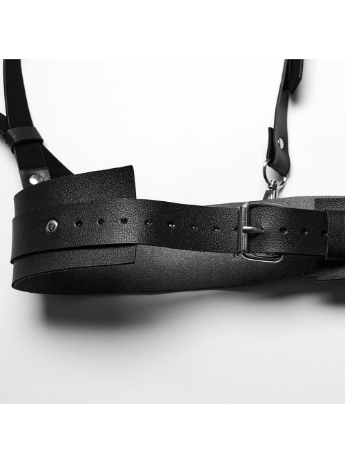 Personalized Spiked Rivets Black Microfiber Leather Adjustable Integrated Punk Style Strap