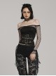 Black Non Elastic Woven Spliced Mesh Adjustable Thick Tab Cross Tied Rope Punk Style Tight Girdle