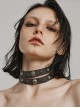Old Look Gray Woven With Metal Skull Pattern Rivets To Decorate The Punk Style Double Neck Collar