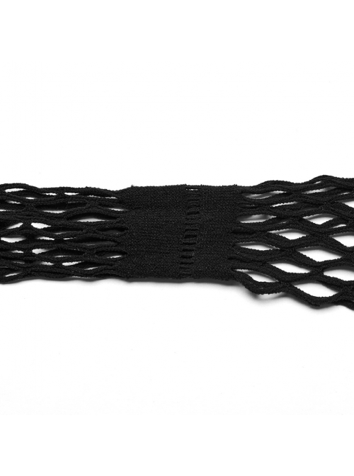 Sexy Black Super Elastic Mesh Yarn Punk Style See Through T-Shirt Suit