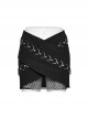 Personalized Black Cross Twill Spliced Mesh Front D Shaped Buckle With Studs Embellished With Punk Style Layered Skirt