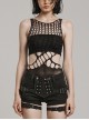 Sexy Black Elastic Waistless Yarn Punk Style See Through Bodysuit