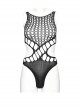 Sexy Black Elastic Waistless Yarn Punk Style See Through Bodysuit