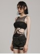 Sexy Black Elastic Waistless Yarn Punk Style See Through Bodysuit