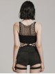 Sexy Black Elastic Waistless Yarn Punk Style See Through Bodysuit