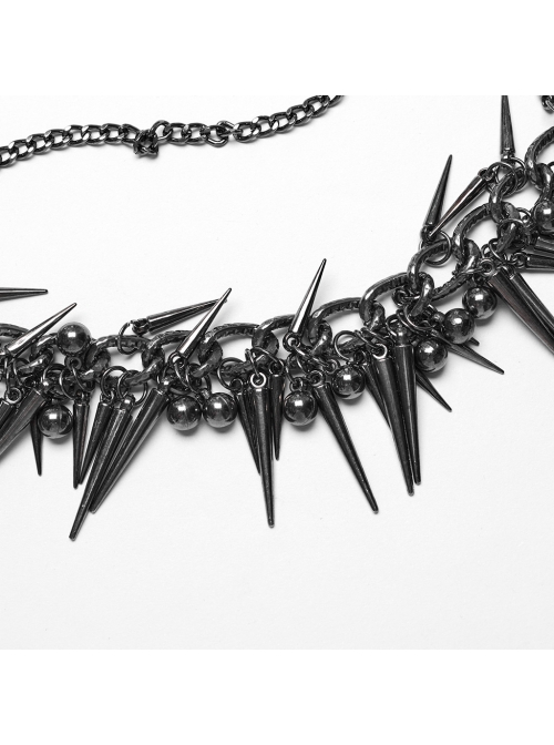 Personalized Tarnish Metal Spiked Chain Adjustable Halterneck Punk Style Harness