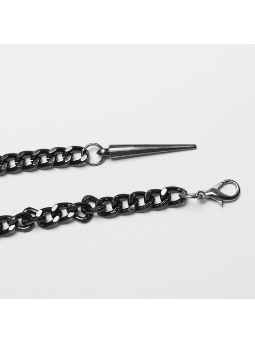 Personalized Tarnish Metal Spiked Chain Adjustable Halterneck Punk Style Harness