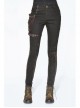 Right Side Brown Detachable Bag Distressed Black Punk Pants