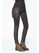 Right Side Brown Detachable Bag Distressed Black Punk Pants