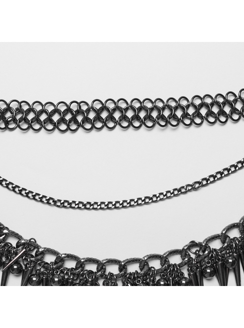 Adjustable Tarnish Metal Chain With Wide And Narrow Rivets Punk Style Sexy Waist Chain Belt