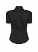 Personalized Black Twill Woven Patchwork Taped Mesh Lapel Punk Style Asymmetric Short Sleeved Shirt