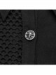 Personalized Black Twill Woven Patchwork Taped Mesh Lapel Punk Style Asymmetric Short Sleeved Shirt
