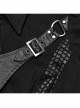 Personalized Black Twill Woven Patchwork Taped Mesh Lapel Punk Style Asymmetric Short Sleeved Shirt
