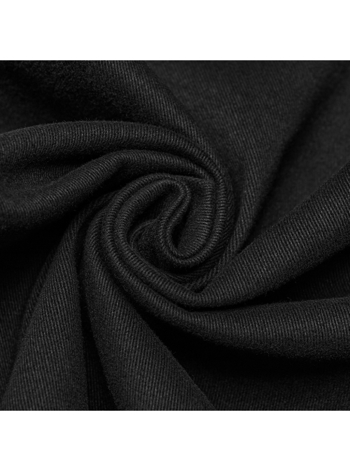 Personalized Black Twill Woven Patchwork Taped Mesh Lapel Punk Style Asymmetric Short Sleeved Shirt
