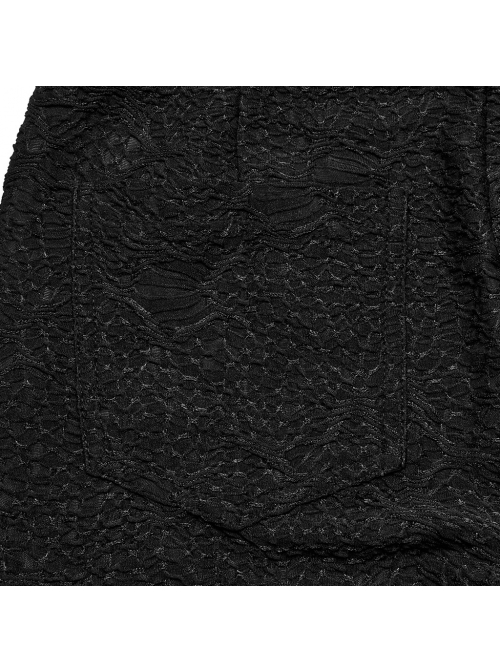 Black Stretch Muscle Knit Front Panel Exquisite Hand Stitched Button Embellished Gothic Print Leggings