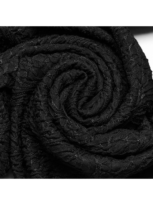 Black Stretch Muscle Knit Front Panel Exquisite Hand Stitched Button Embellished Gothic Print Leggings
