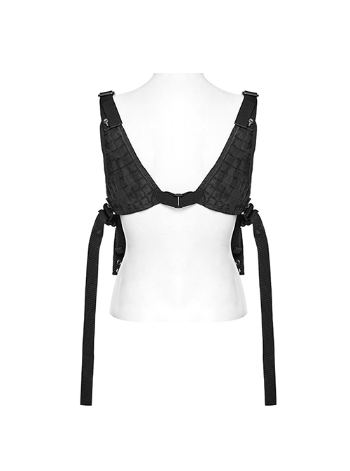 Handsome Black Nylon Workwear Detachable Small Bag Punk Style Harness