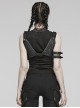 Handsome Black Nylon Workwear Detachable Small Bag Punk Style Harness