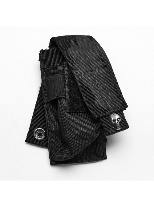 Handsome Black Nylon Workwear Detachable Small Bag Punk Style Harness