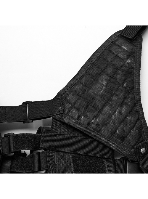 Handsome Black Nylon Workwear Detachable Small Bag Punk Style Harness