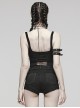 Black Super Elastic Tight Yarn With Holes In The Front And Hollows Punk Style Vest