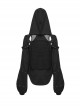 Simple Black Woven Patchwork Mesh Shoulder Cutout With Eyelet Webbing Decoration Punk Style Long Sleeved Hooded Sweatshirt