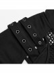 Simple Black Woven Patchwork Mesh Shoulder Cutout With Eyelet Webbing Decoration Punk Style Long Sleeved Hooded Sweatshirt