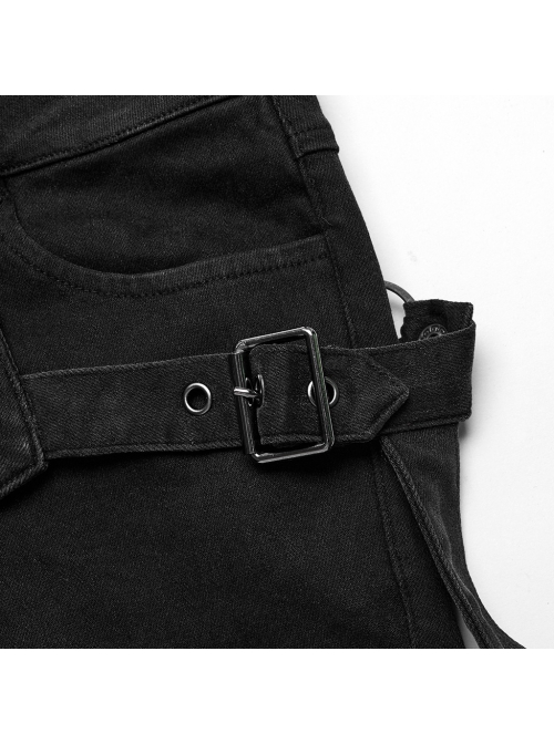 Sexy Low Waist Stretch Denim With Symmetrical Front Button Tabs Punk Style Tight Shorts