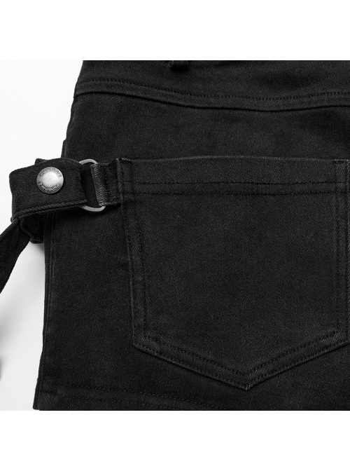 Sexy Low Waist Stretch Denim With Symmetrical Front Button Tabs Punk Style Tight Shorts
