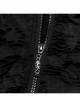 Black Ripped Muscular Knitted Stand Collar With Cross Cut Zipper On The Chest With Cross Cut Zipper On The Chest Punk Style Short Sleeved T-Shirt