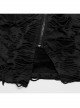 Black Ripped Muscular Knitted Stand Collar With Cross Cut Zipper On The Chest With Cross Cut Zipper On The Chest Punk Style Short Sleeved T-Shirt