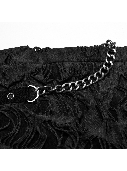 Personalized Black Slim Fit Ripped Muscle Knitted Punk Style Decadent Leggings