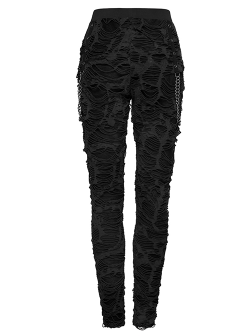 Personalized Black Slim Fit Ripped Muscle Knitted Punk Style Decadent Leggings