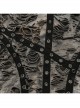 Black Coffee Stretch Knit Tattered Front Criss Cross Eyelet Webbing Embellished Punk Style Suspender Dress