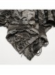 Black Coffee Stretch Knit Tattered Front Criss Cross Eyelet Webbing Embellished Punk Style Suspender Dress