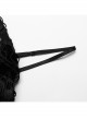 Black Stretch Knit Tattered Front Criss Cross Eyelet Webbing Embellished Punk Style Suspender Dress