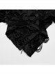 Black Stretch Knit Tattered Front Criss Cross Eyelet Webbing Embellished Punk Style Suspender Dress