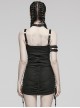 Black Sexy Stretch Roman Knitted Cotton Gathered Lace Up Design On Both Sides Punk Style Suspender Sleeveless Dress