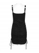 Black Sexy Stretch Roman Knitted Cotton Gathered Lace Up Design On Both Sides Punk Style Suspender Sleeveless Dress