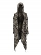 Handsome Black Brown Stretch Knit Tattered Front Webbing Cross Decoration Punk Style Hooded Long Sleeved Jacket