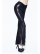 Black Lace Palace Pattern Lace-Up Velveteen Gothic Flared Pants