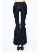 Black Lace Palace Pattern Lace-Up Velveteen Gothic Flared Pants