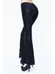 Black Lace Palace Pattern Lace-Up Velveteen Gothic Flared Pants